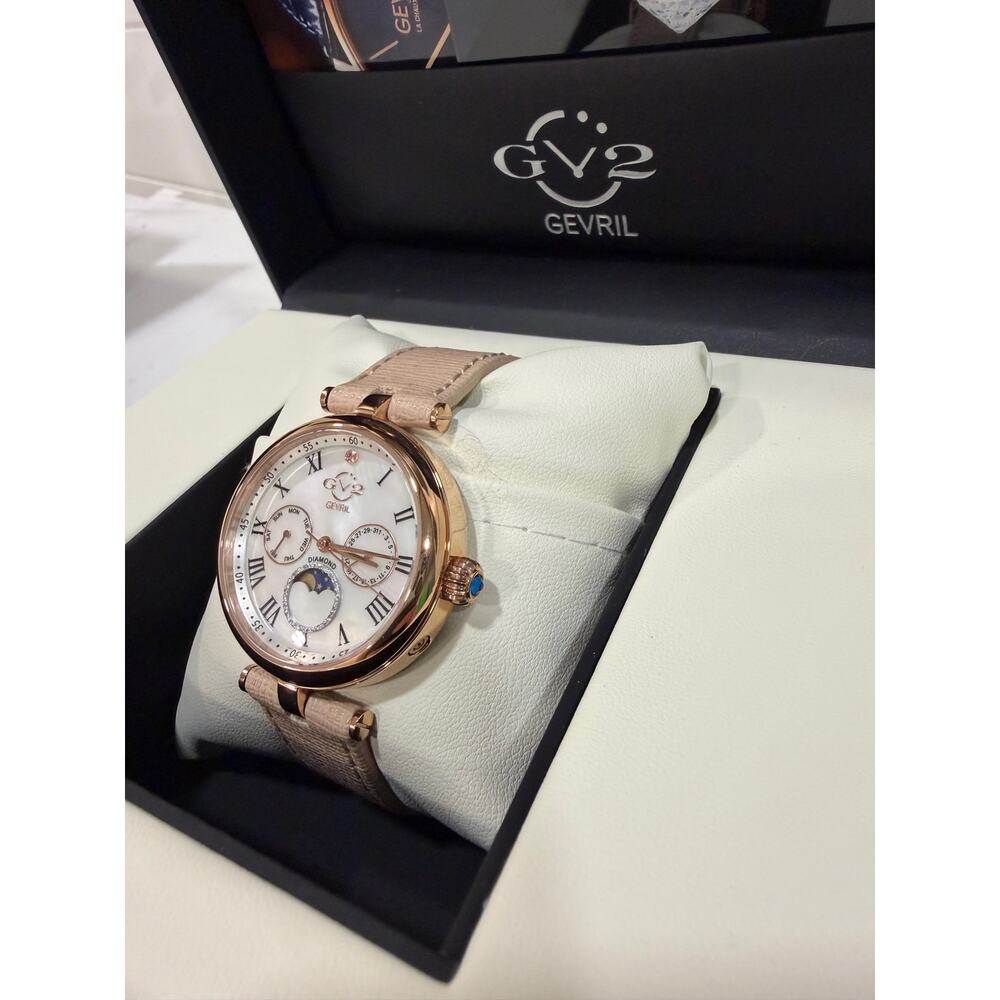 Florence Mother of Pearl Dial Diamond Leather Strap Watch, 36mm - 0.009ct.